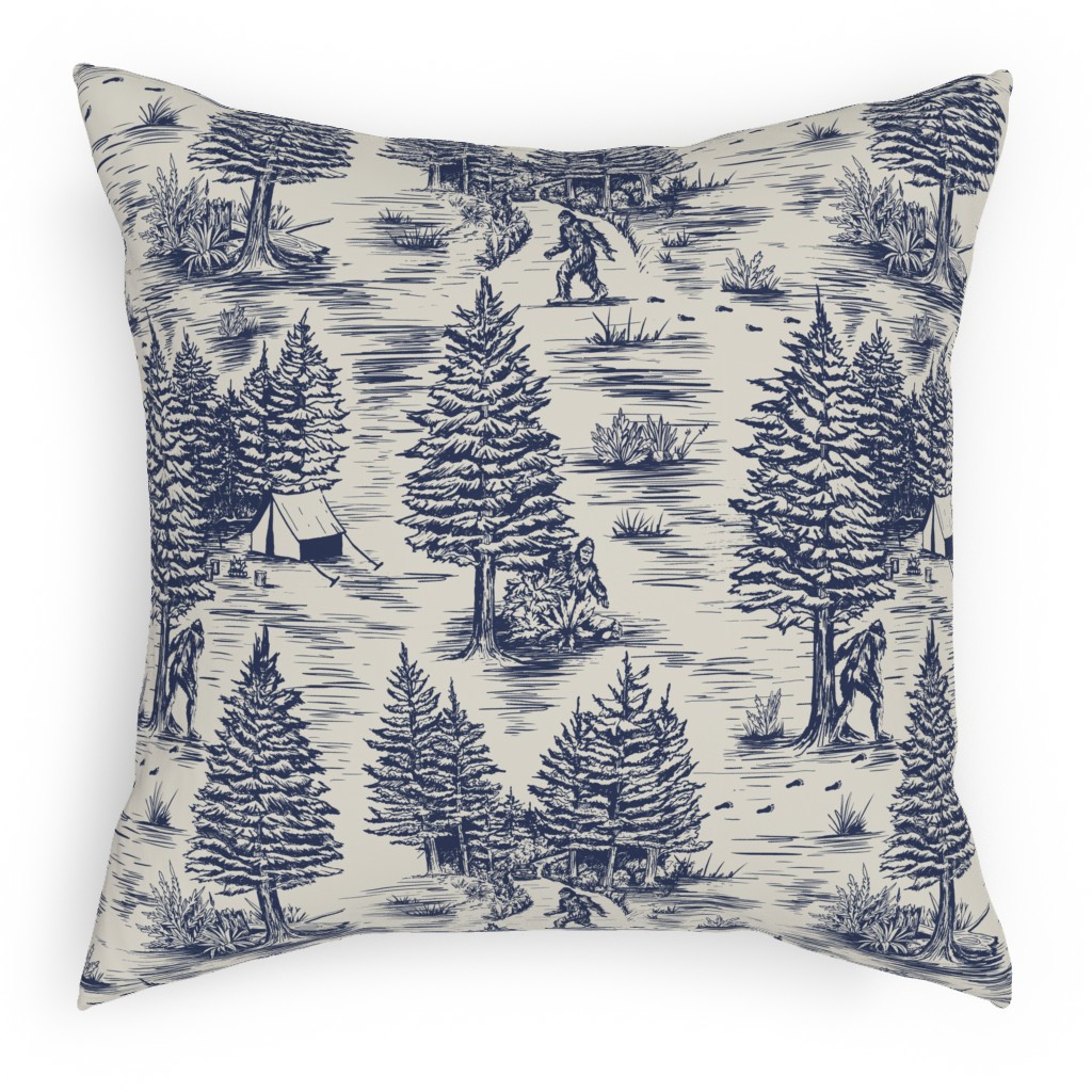 Bigfoot Toile De Jouy - Blue Pillow, Woven, Black, 18x18, Single Sided, Blue