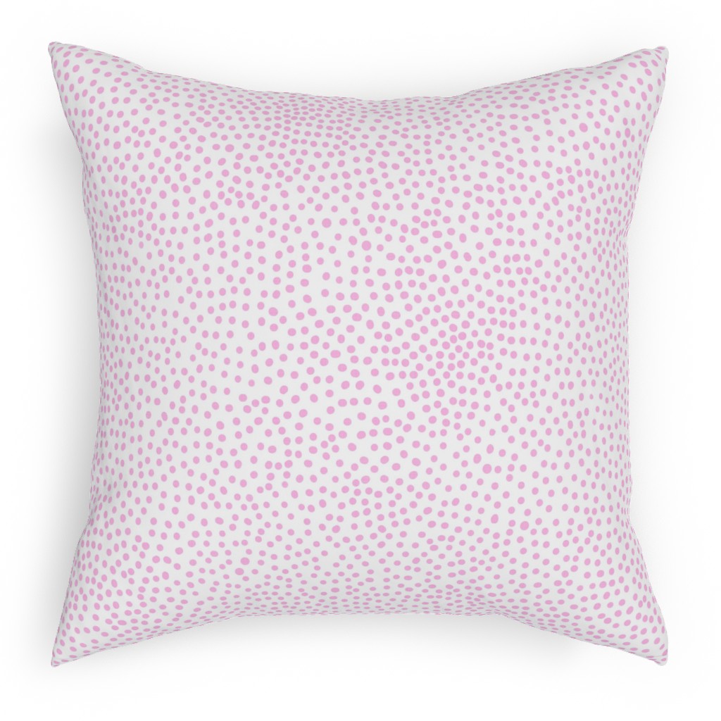 Dot - Happy Pink on White Pillow, Woven, Black, 18x18, Single Sided, Pink