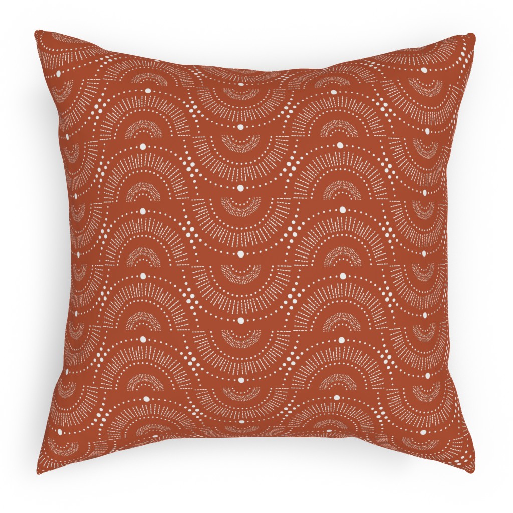 Rise and Shine Geometric - Terracotta Pillow, Woven, Black, 18x18, Single Sided, Orange, Orange