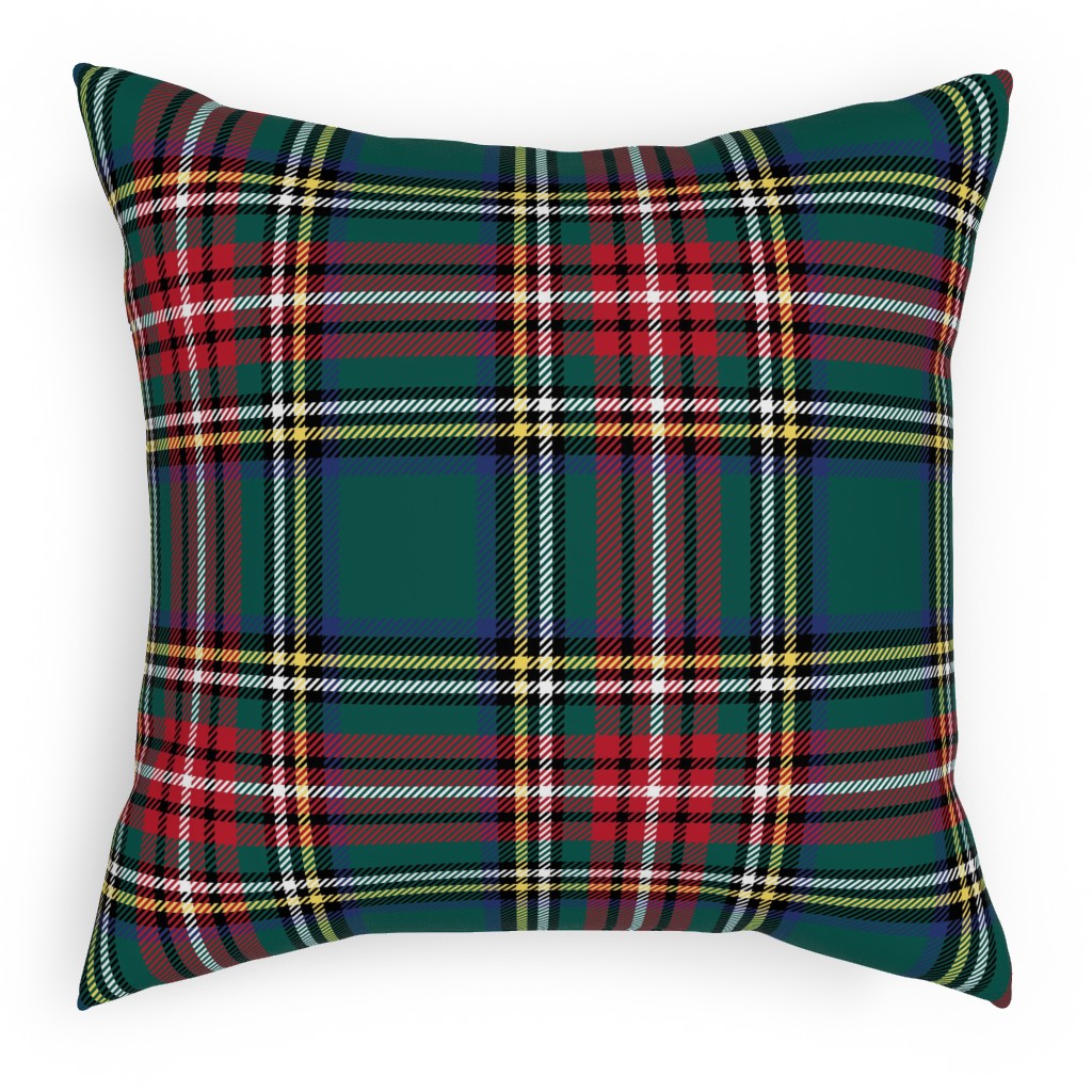 Royal Stewart Tartan Plaid - Multi Pillow, Woven, Black, 18x18, Single Sided, Green