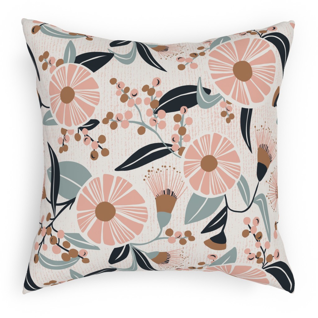 Madelyn Botanical Floral - Pink Pillow, Woven, Black, 18x18, Single Sided, Pink