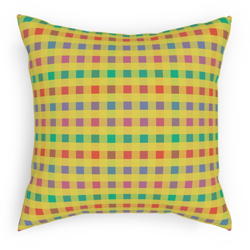 Picnic Plaid Pillow, Woven, Black, 18x18, Single Sided, Multicolor