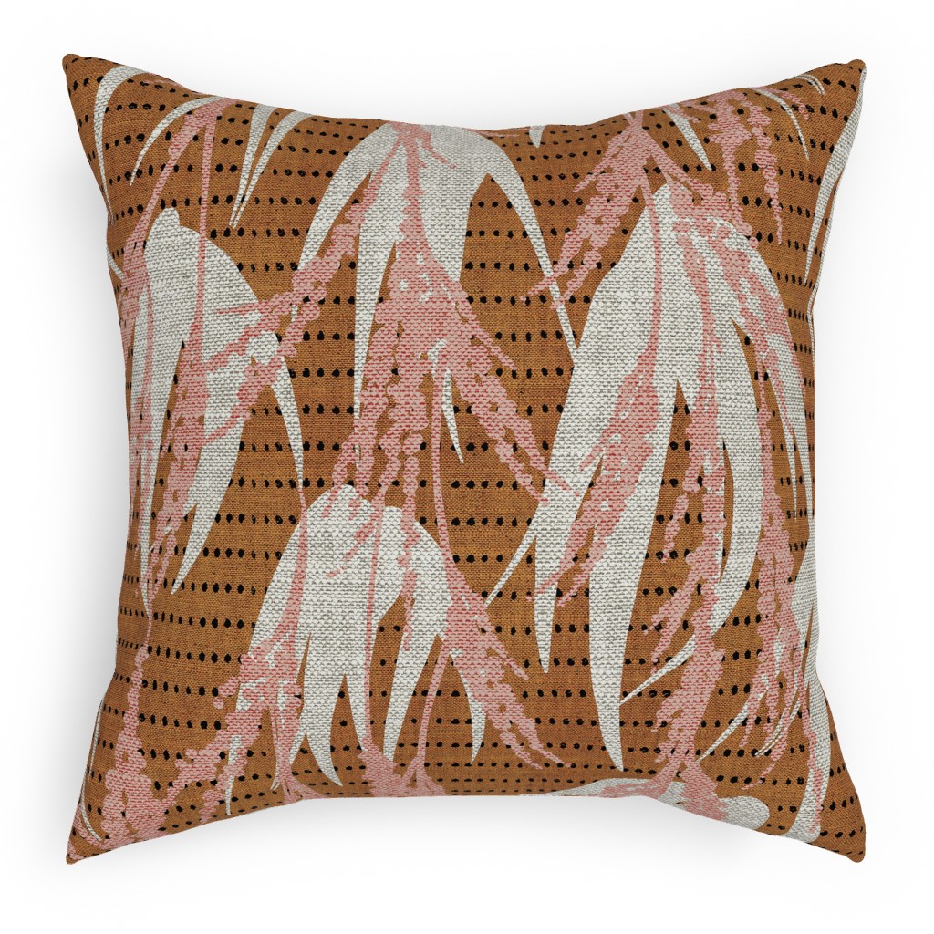 Vintage Palm Pillow, Woven, Black, 18x18, Single Sided, Brown, Nutmeg