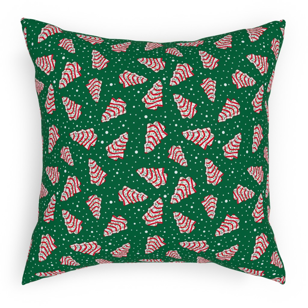 Christmas Tree Snack - Green Pillow, Woven, Black, 18x18, Single Sided, Green