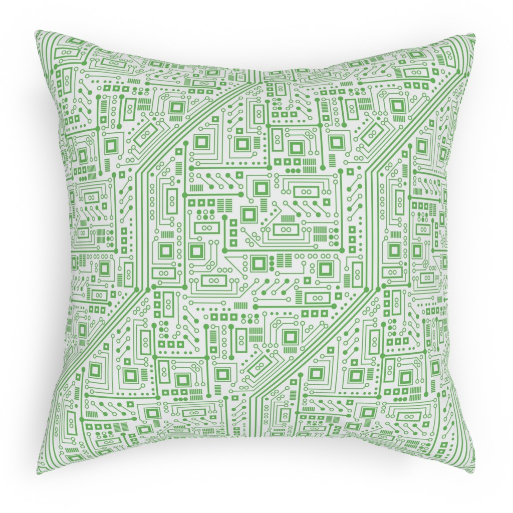 Short Circuits Pillow, Woven, Black, 18x18, Single Sided, Green, Julep