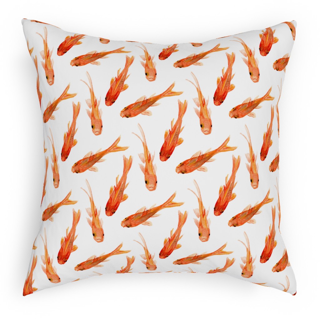 Goldfish Pillow, Woven, Black, 18x18, Single Sided, Orange, Orange