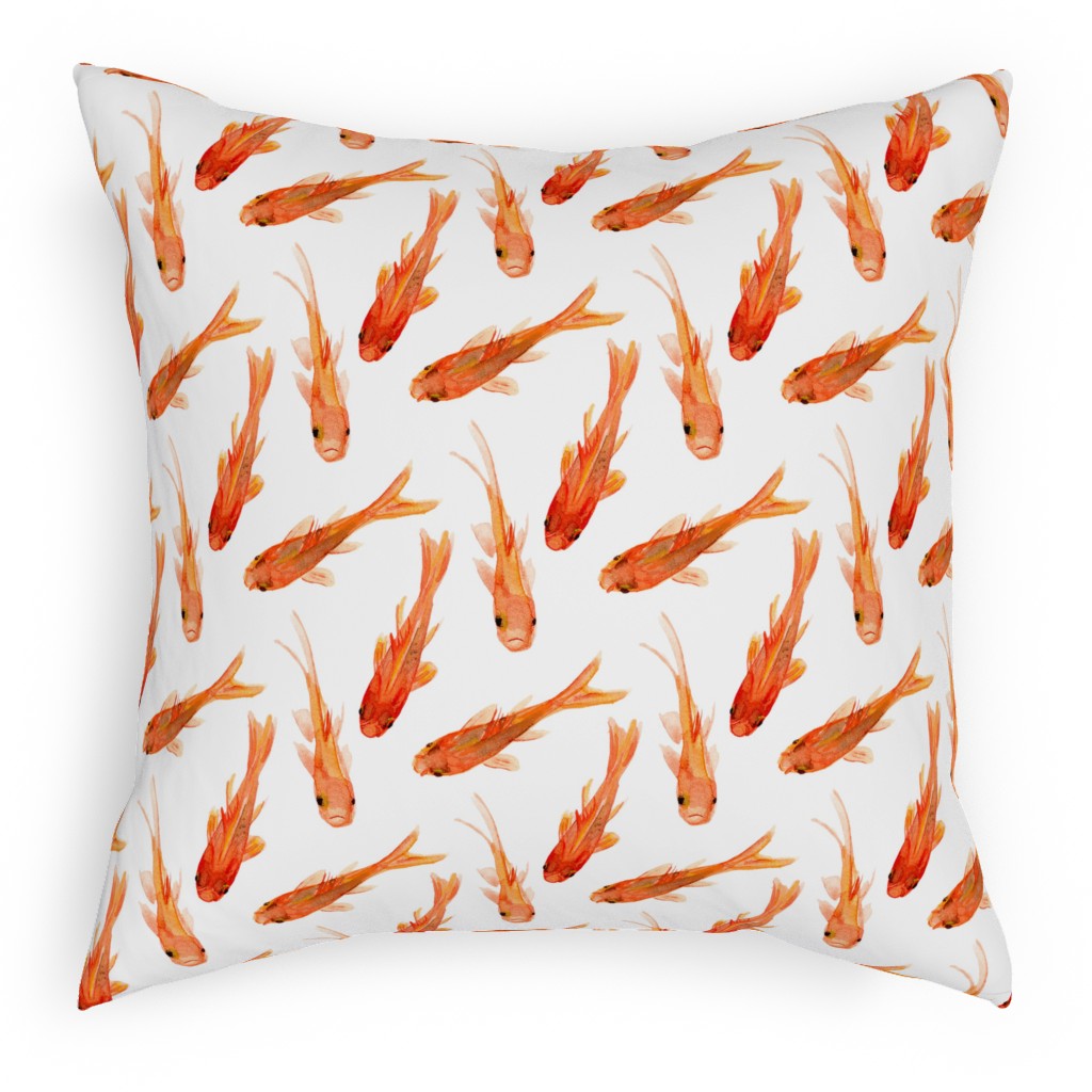 Goldfish Pillow, Woven, Black, 18x18, Single Sided, Orange