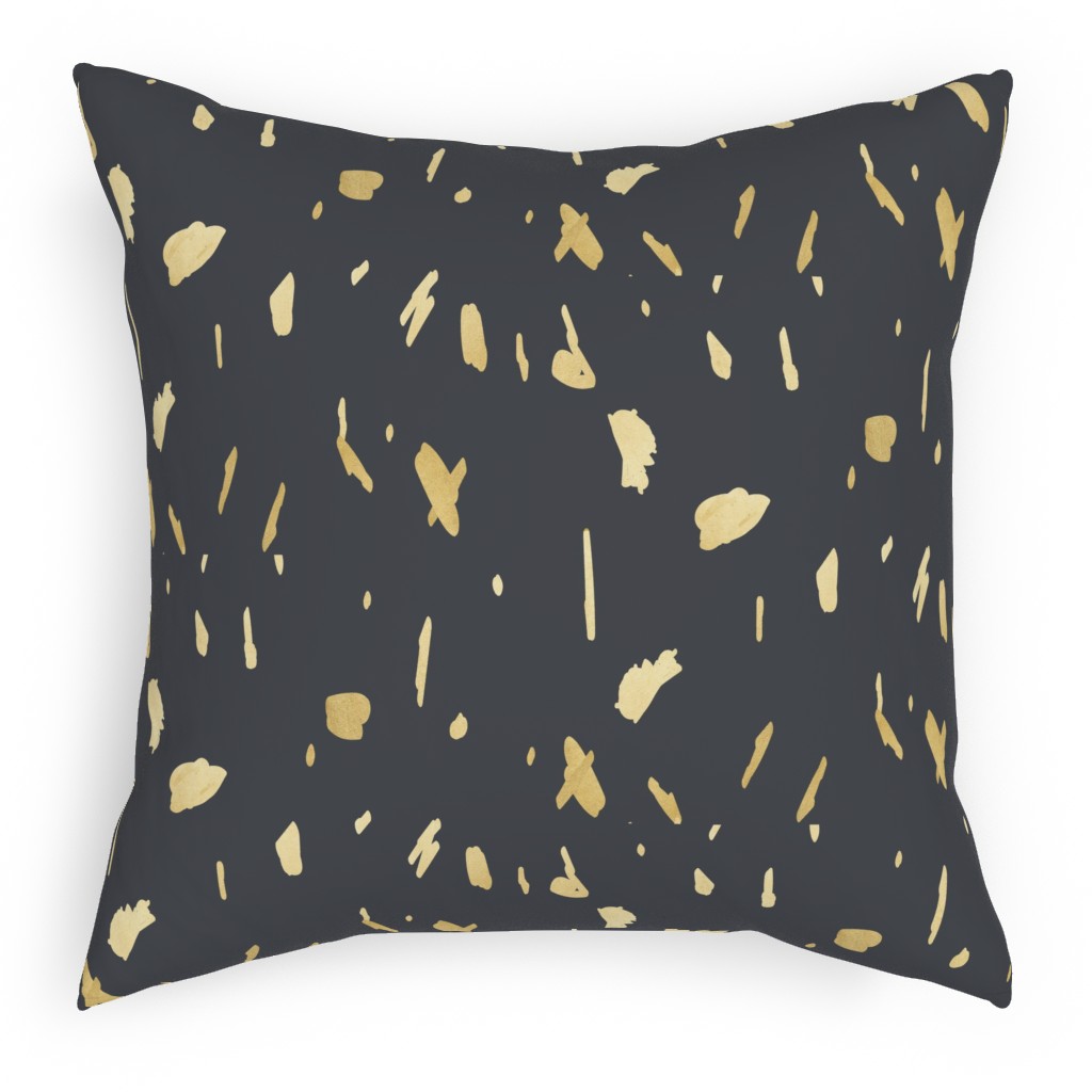 Blobs - Gold on Charcoal Pillow, Woven, Black, 18x18, Single Sided, Gray