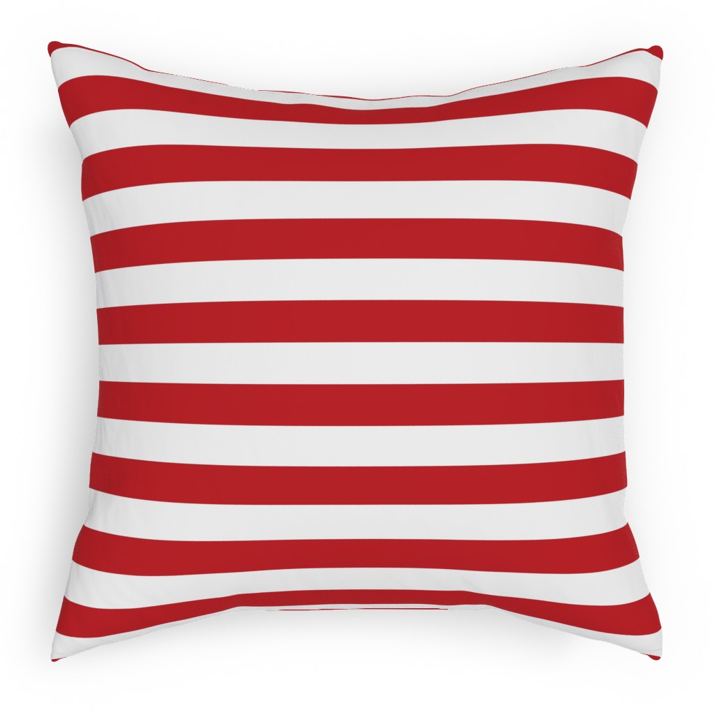 Red Stripes Pillow, Woven, Black, 18x18, Single Sided, Red
