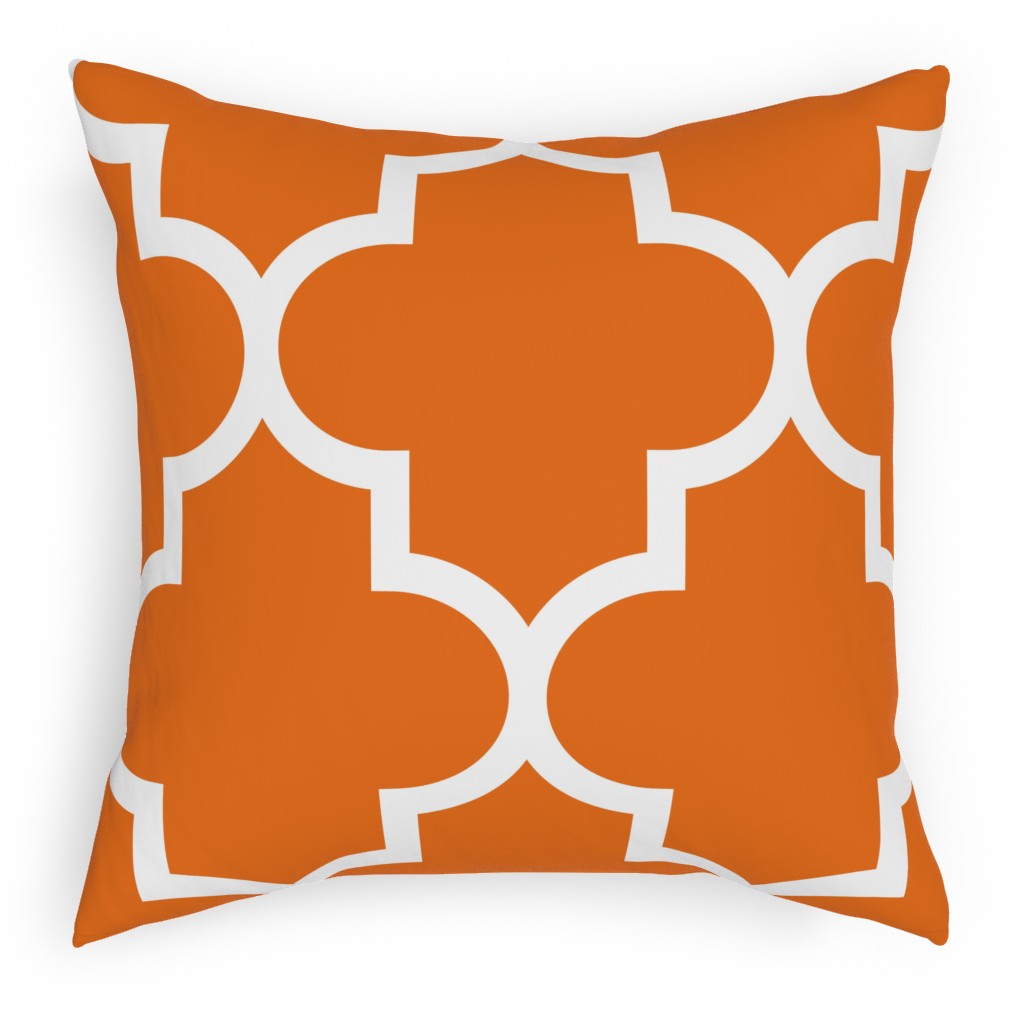 Quatrefoil - Orange Pillow, Woven, Black, 18x18, Single Sided, Orange