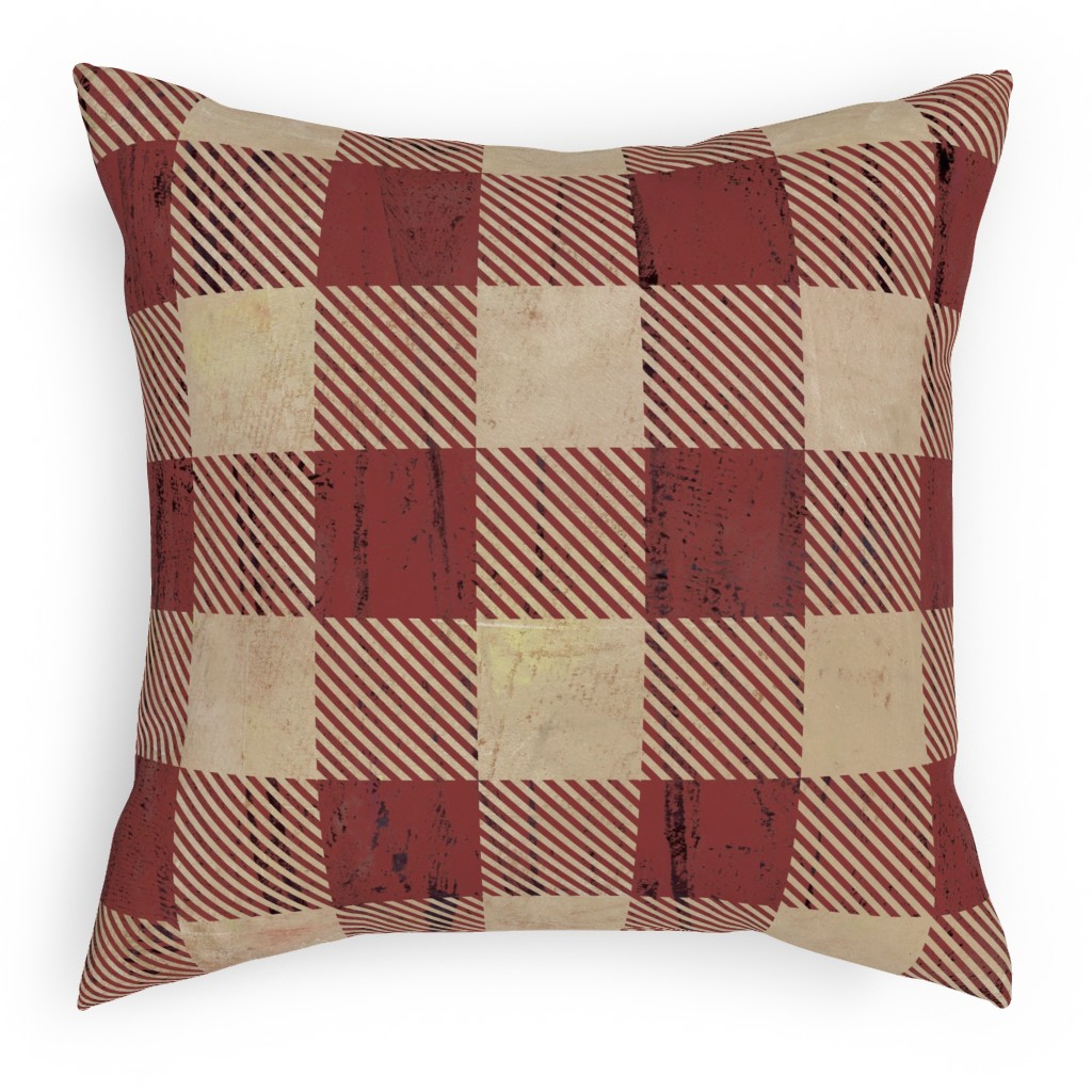 Rustic Buffalo Plaid - Red Pillow, Woven, Black, 18x18, Single Sided, Red