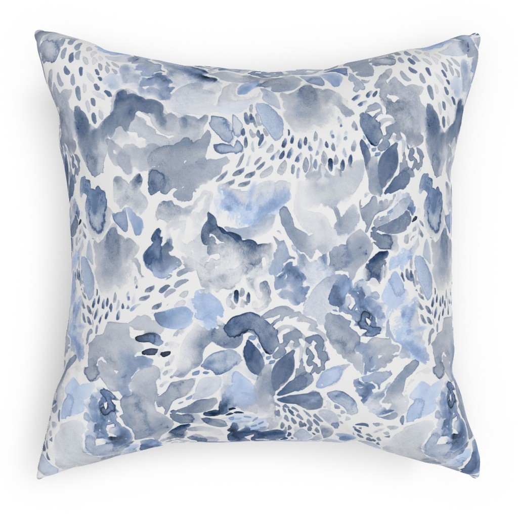 Happy Abstract Watercolor Pillow, Woven, Black, 18x18, Single Sided, Blue, Marine Layer