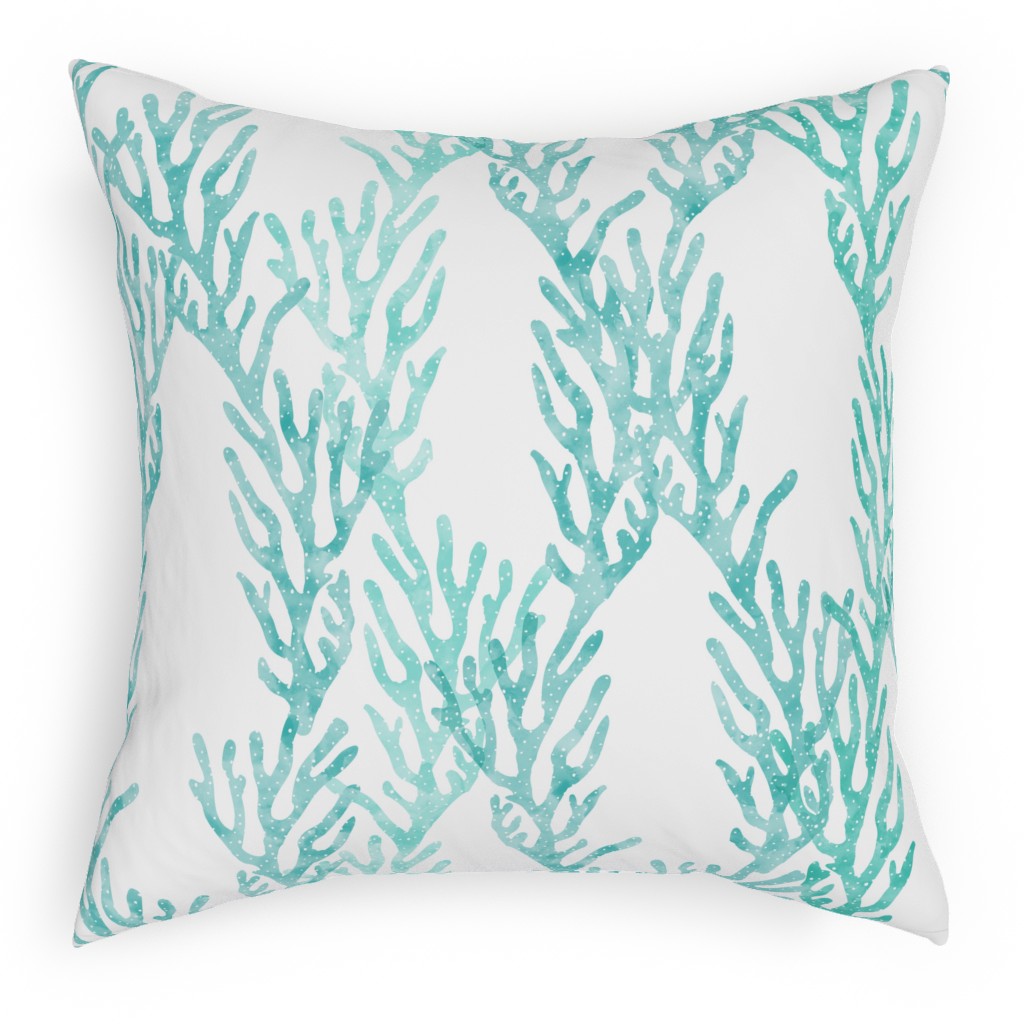 Coral Mermaid Pillow, Woven, Black, 18x18, Single Sided, Blue, Catalina