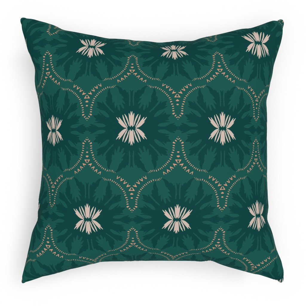 Jasmin Wildflower Deco Pillow, Woven, Black, 18x18, Single Sided, Green