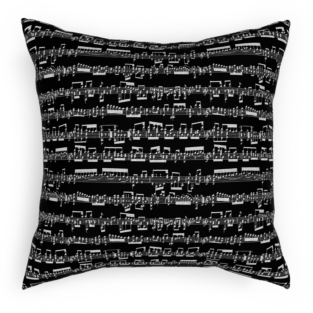 Sheet Music Pillow, Woven, Black, 18x18, Single Sided, Black