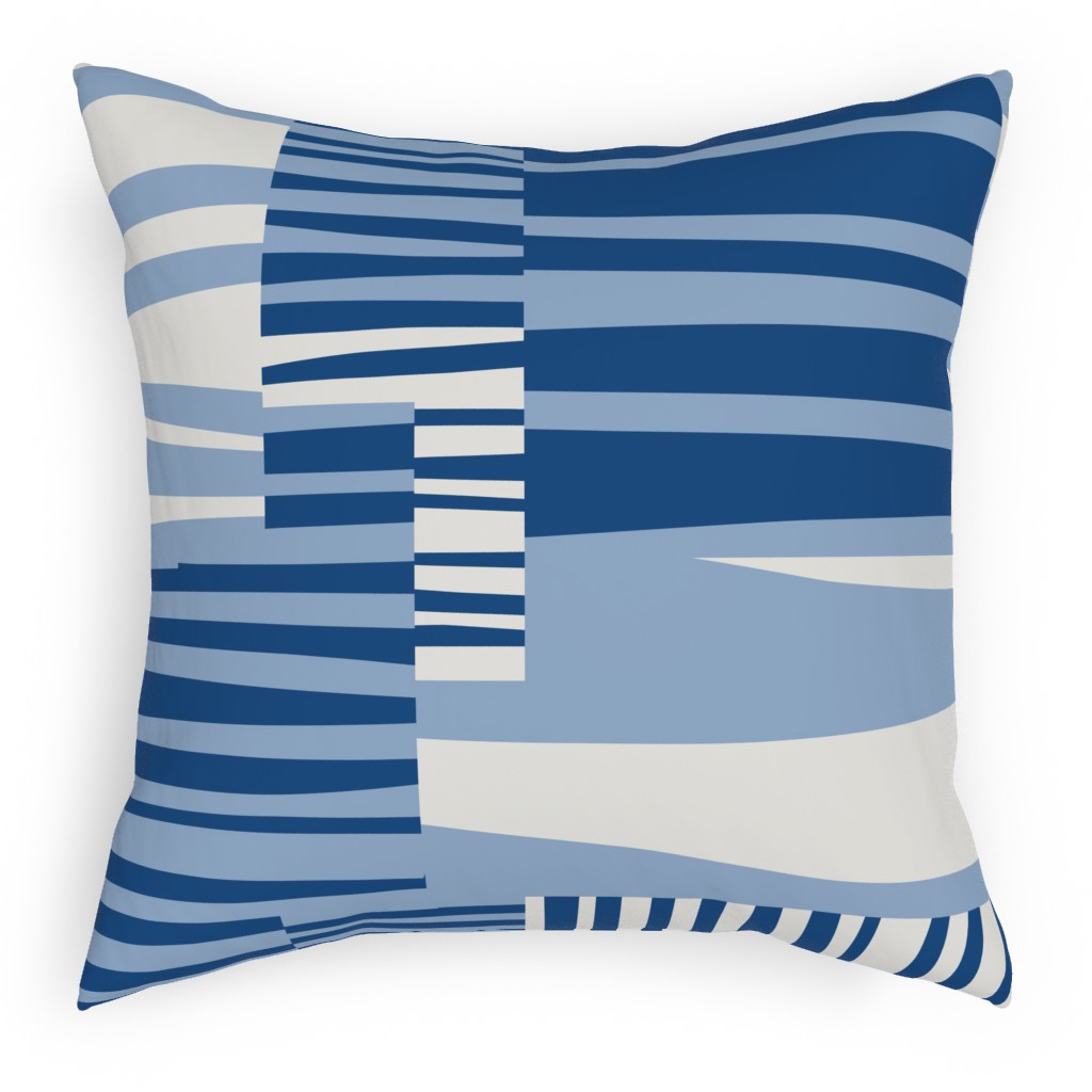 Twiggy Stripes Pillow, Woven, Black, 18x18, Single Sided, Blue
