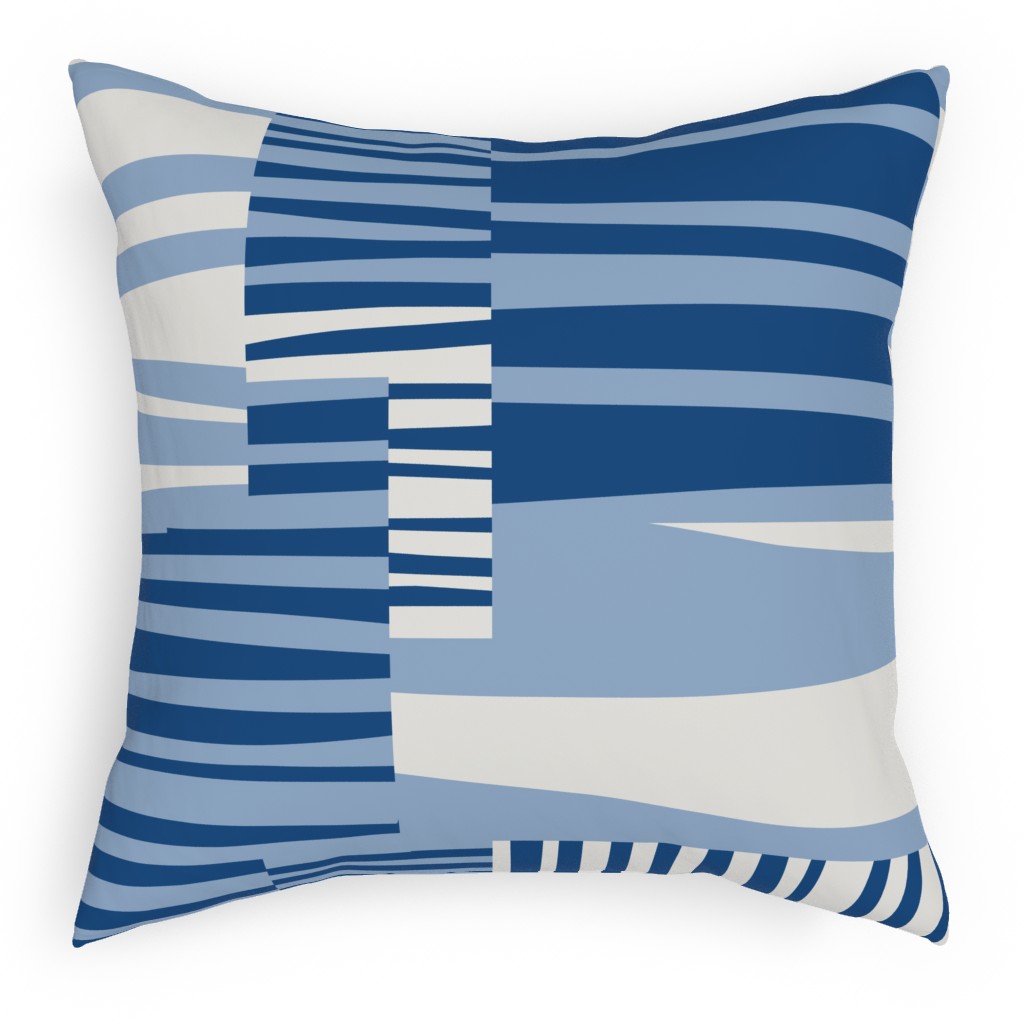 Twiggy Stripes Pillow, Woven, Black, 18x18, Single Sided, Blue, Light Blue