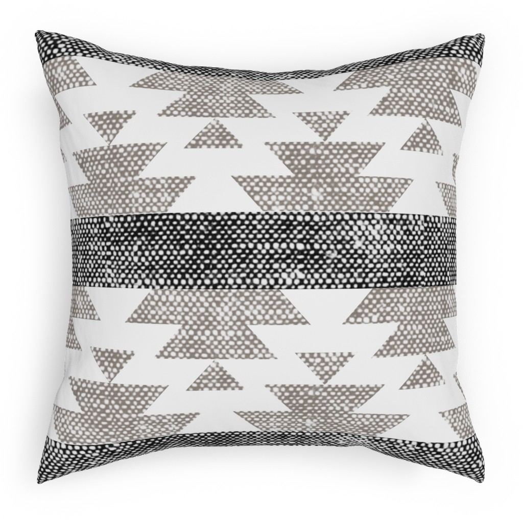 Aztec Woven - Neutral Pillow, Woven, Black, 18x18, Single Sided, Gray, Gray