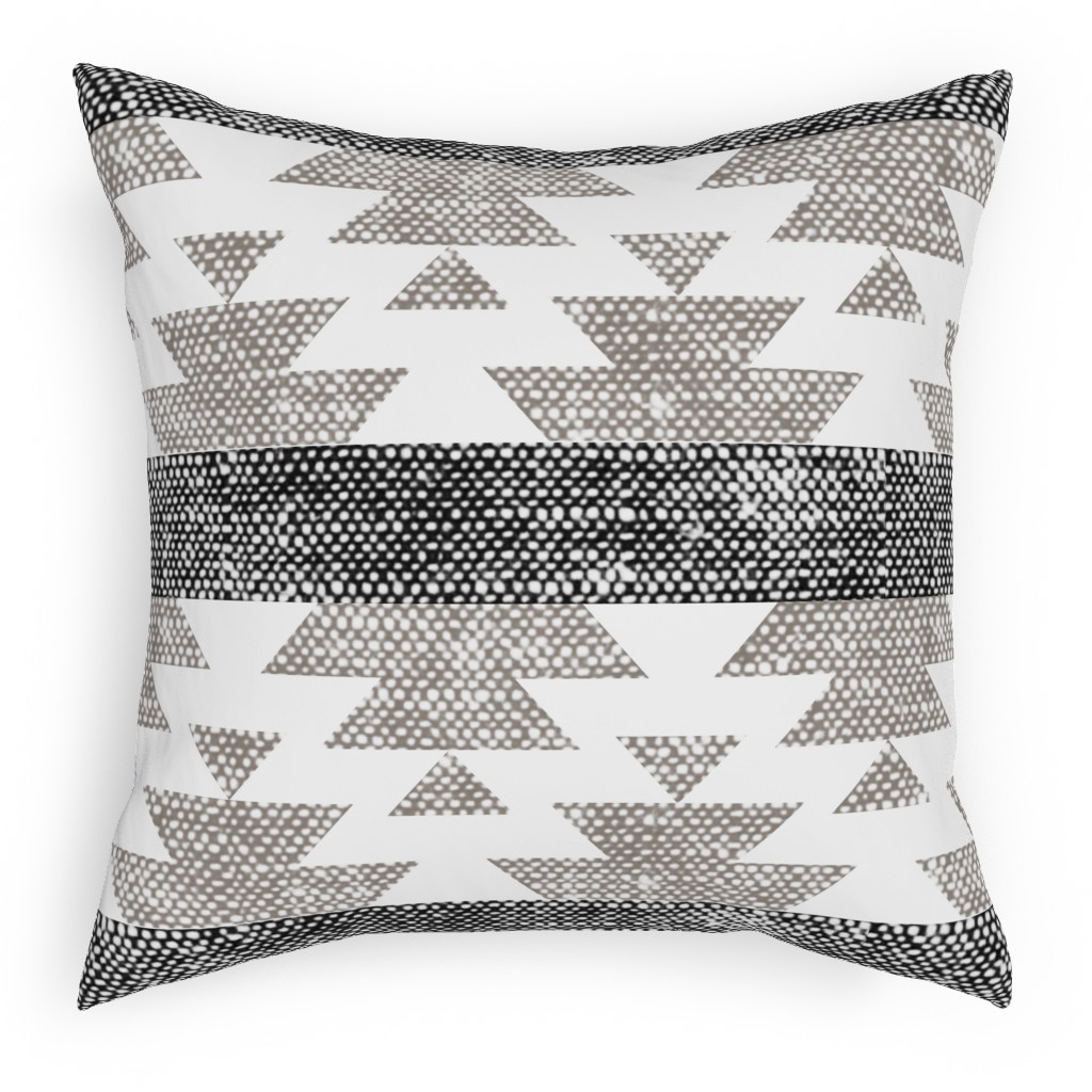 Aztec Woven - Neutral Pillow, Woven, Black, 18x18, Single Sided, Gray