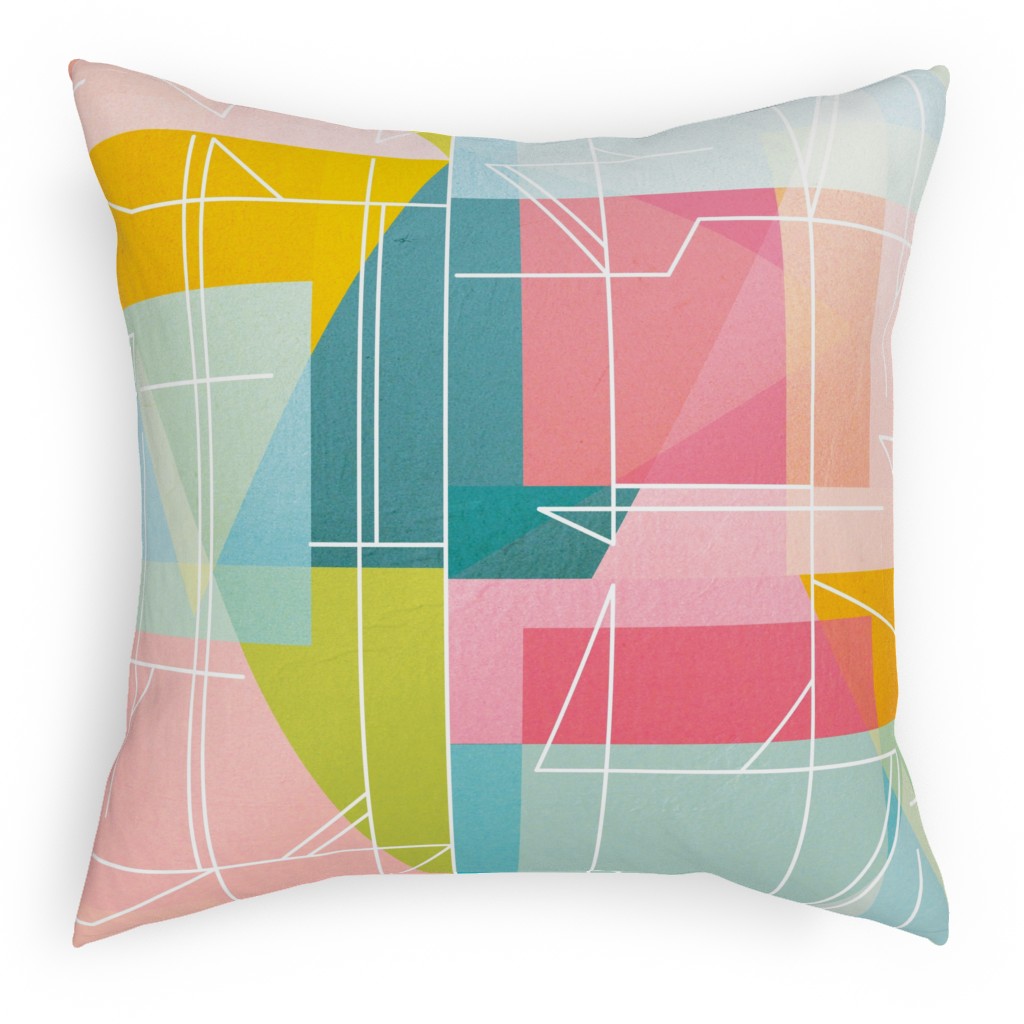 Midcentury Abstract Pillow, Woven, Black, 18x18, Single Sided, Multicolor