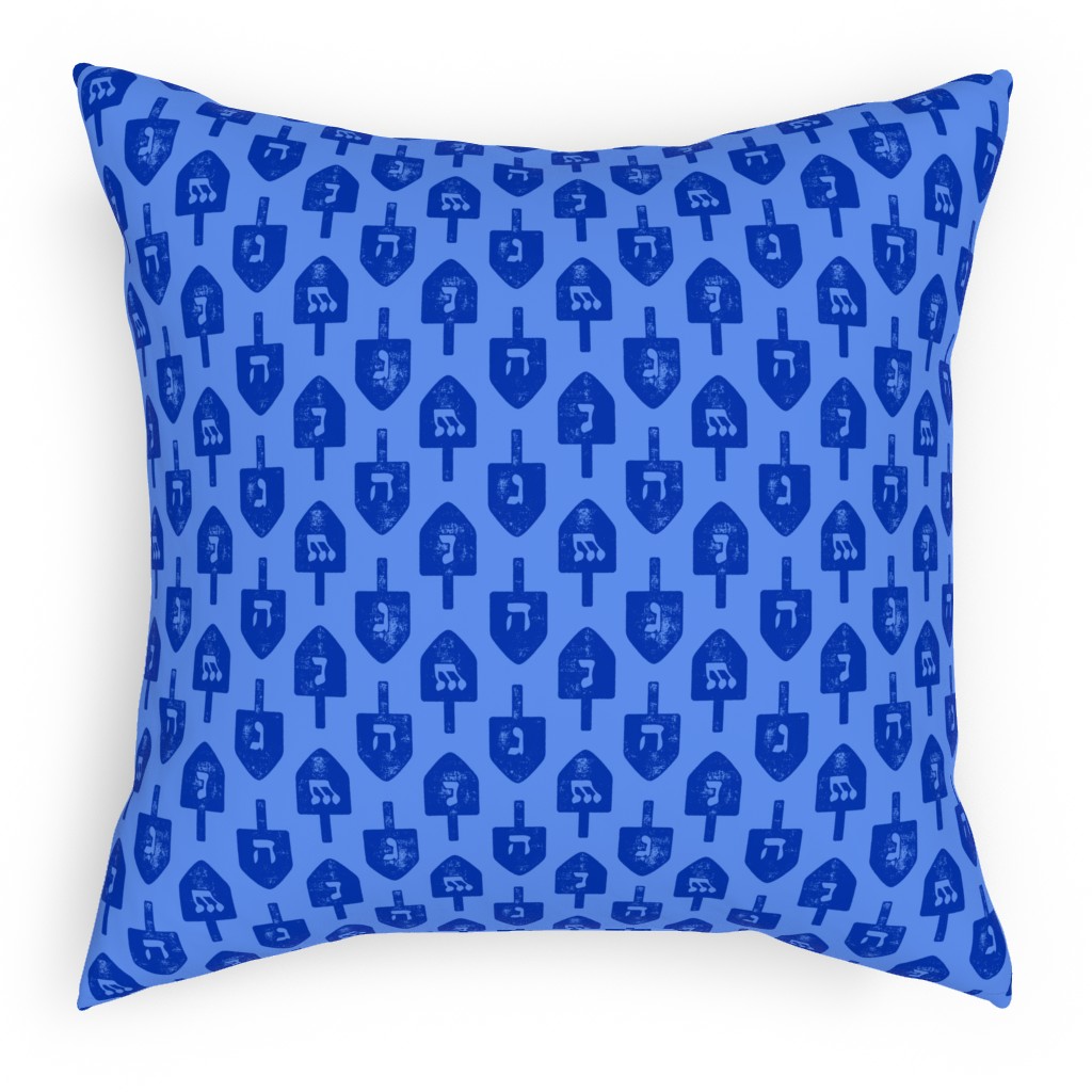 Dreidel - Blue Pillow, Woven, Black, 18x18, Single Sided, Blue