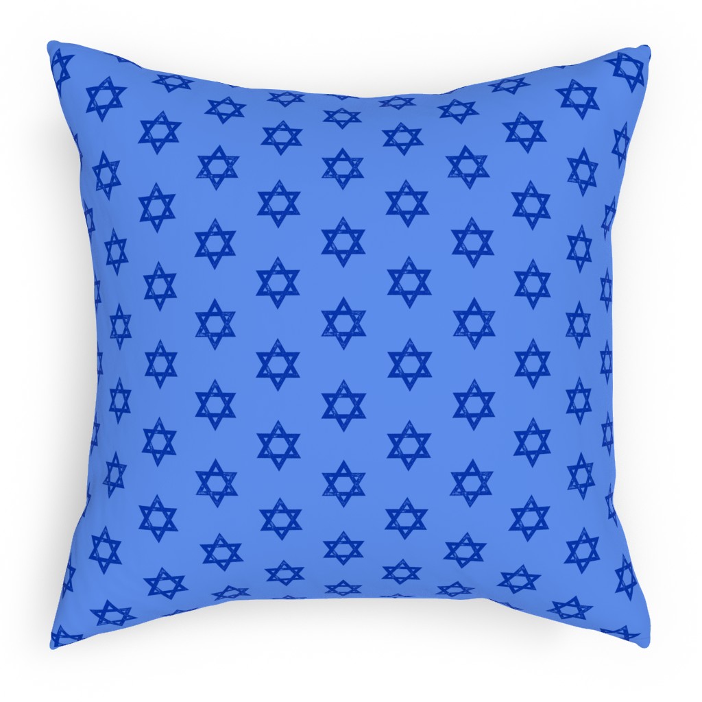 Star of David - Blue Pillow, Woven, Black, 18x18, Single Sided, Blue, True Blue