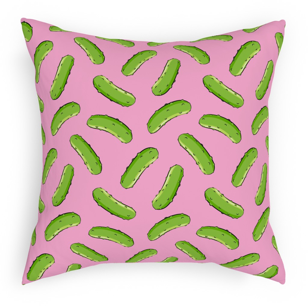 Pickles - Pink Pillow, Woven, Black, 18x18, Single Sided, Pink