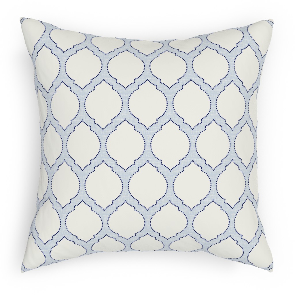 Moroccan Trellis - Light Blue Pillow, Woven, Black, 18x18, Single Sided, Blue