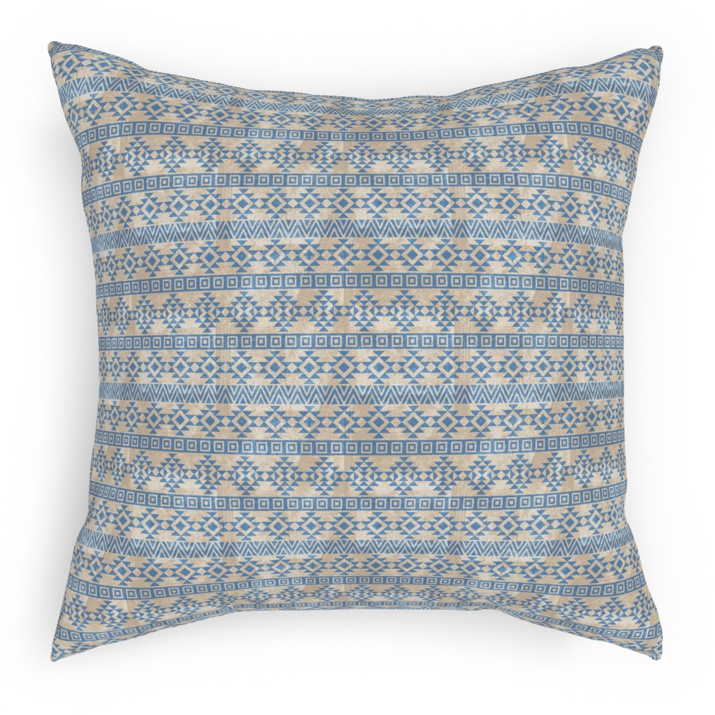 Modern Desert - Geometric Pillow, Woven, Black, 18x18, Single Sided, Blue