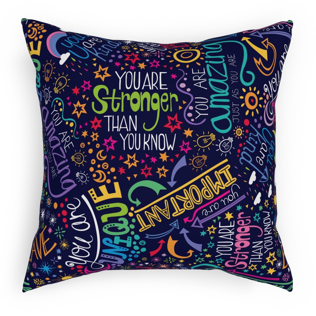 Affirmations Pillow, Woven, Black, 18x18, Single Sided, Multicolor, Black