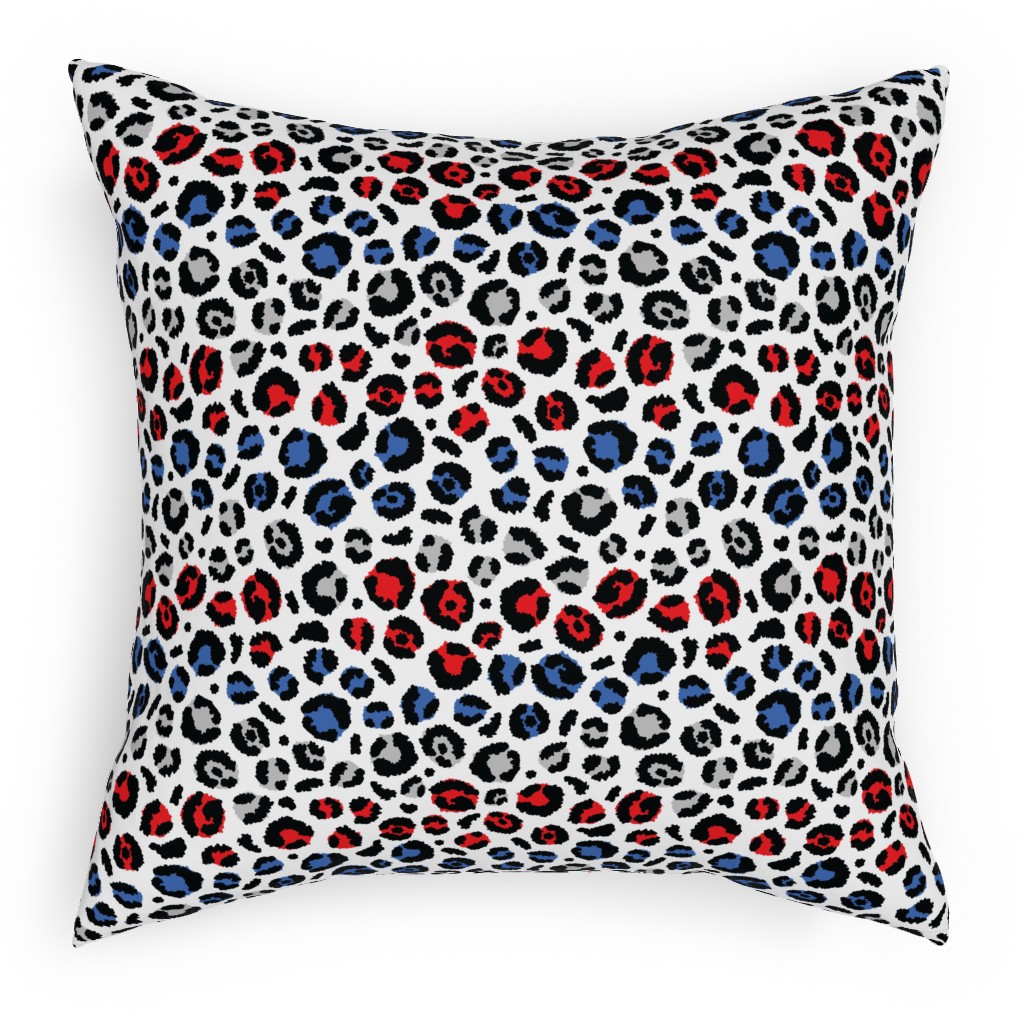 Patriotic Leopard Pillow, Woven, Black, 18x18, Single Sided, Multicolor