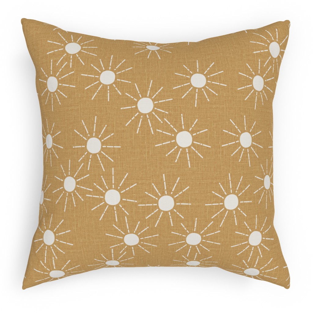 Summer Sunshine - Mustard Yellow Pillow, Woven, Black, 18x18, Single Sided, Yellow