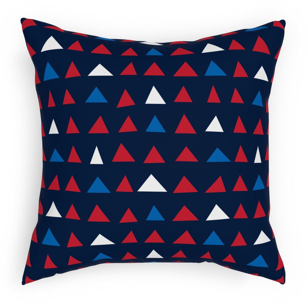 Triangles - Red White and Blue Pillow, Woven, Black, 18x18, Single Sided, Blue