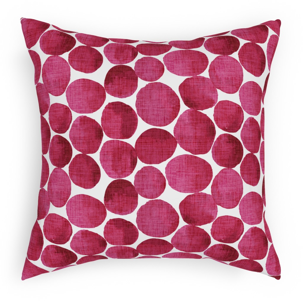 Watercolor Textured Dots - Red Pillow, Woven, Black, 18x18, Single Sided, Red