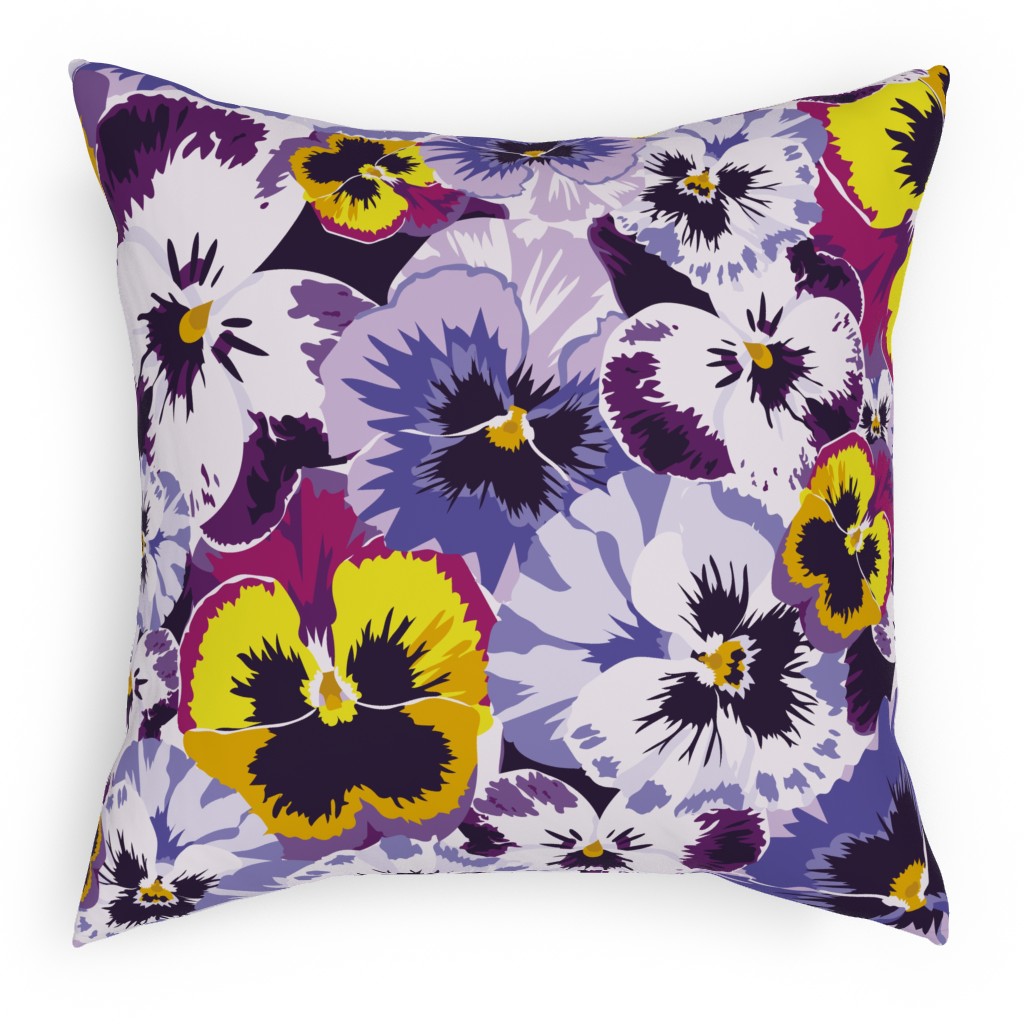 Pansy By Numbers - Purple Pillow, Woven, Black, 18x18, Single Sided, Purple