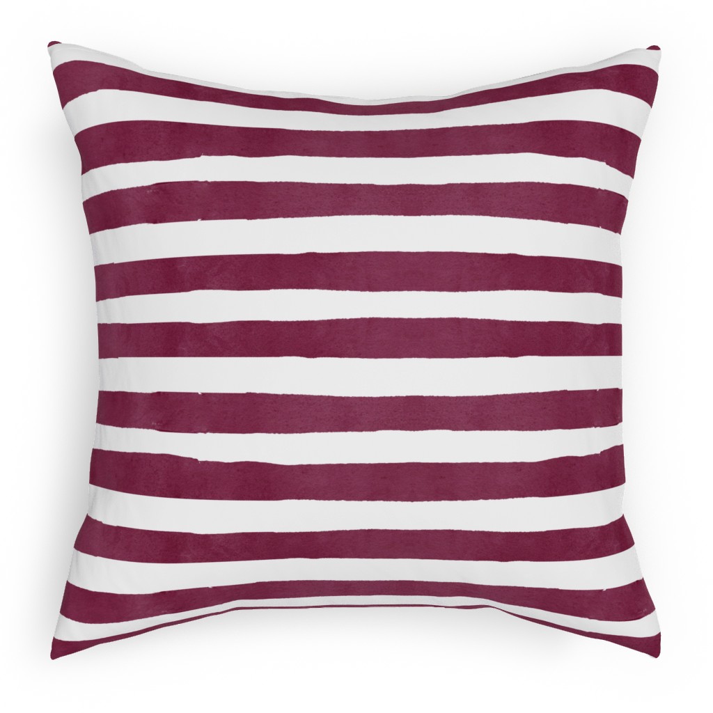 Stripe - Maroon Pillow, Woven, Black, 18x18, Single Sided, Red