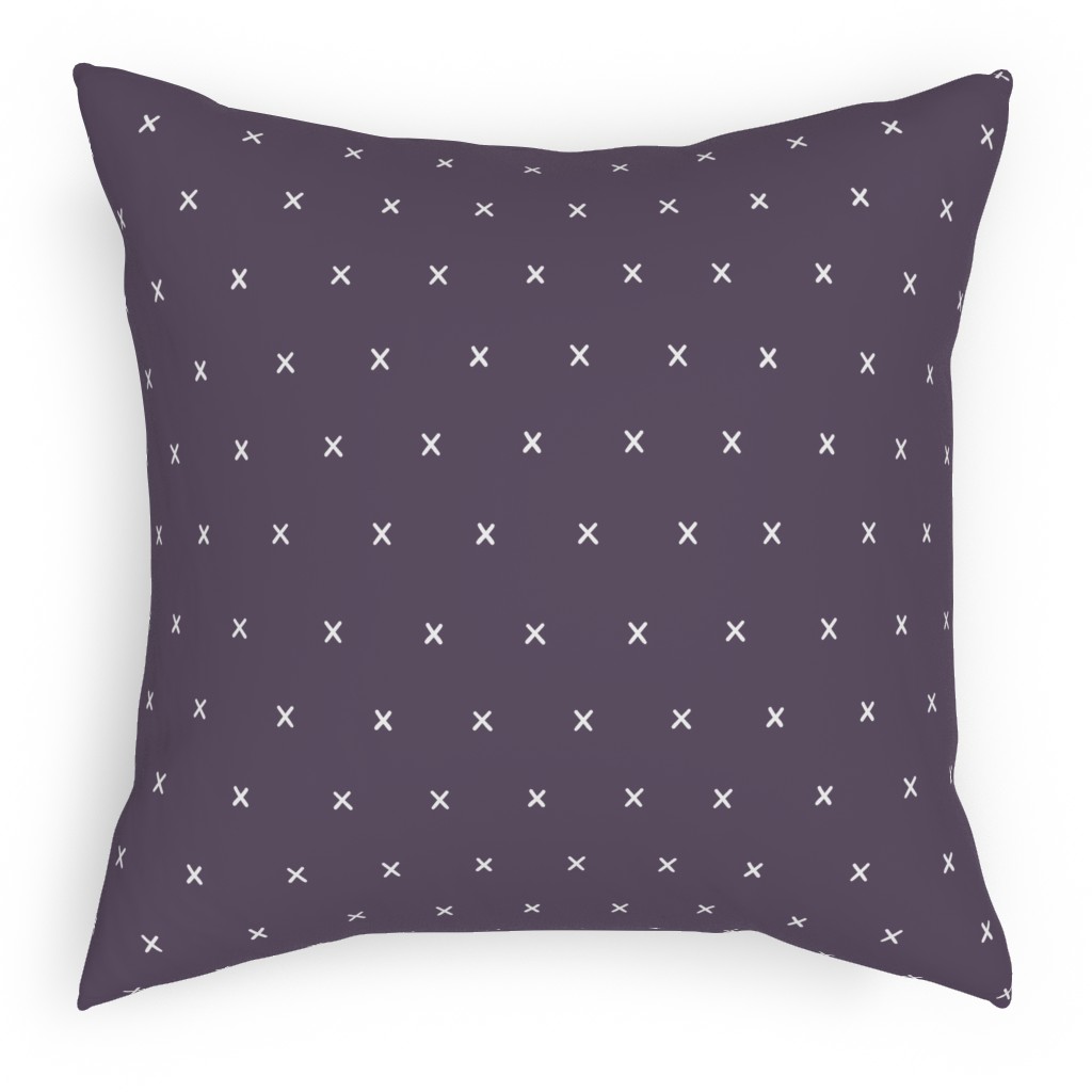 Criss Crosses on Purple Pillow, Woven, Black, 18x18, Single Sided, Purple