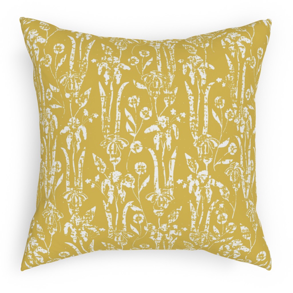 Distressed Iris - Sunshine Pillow, Woven, Black, 18x18, Single Sided, Yellow, Classic Yellow