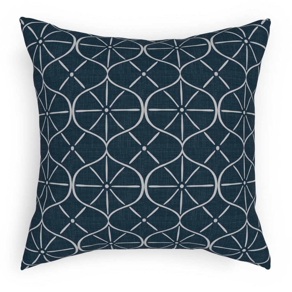Ovalesque - Blue Pillow, Woven, Black, 18x18, Single Sided, Blue
