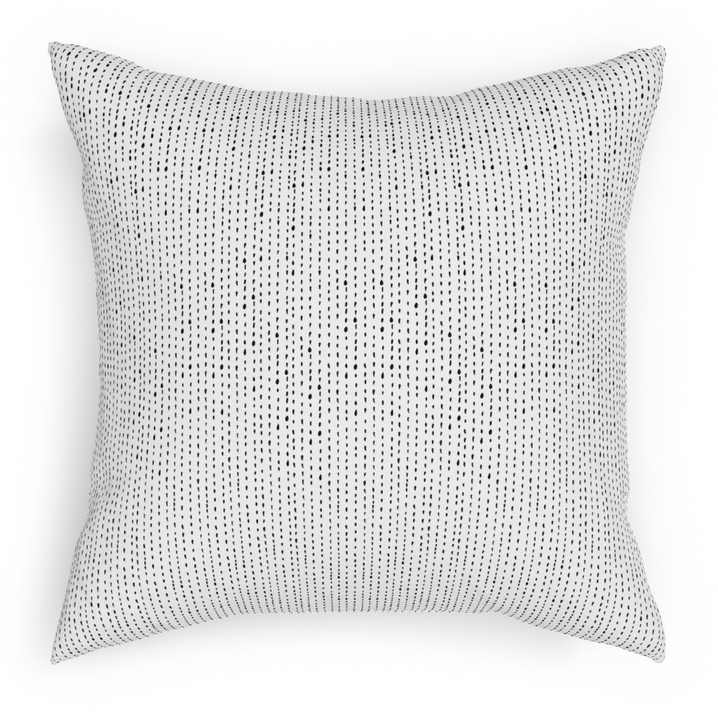 Woodland - Little Dots of Stripes - Black and White Pillow, Woven, Black, 18x18, Single Sided, White