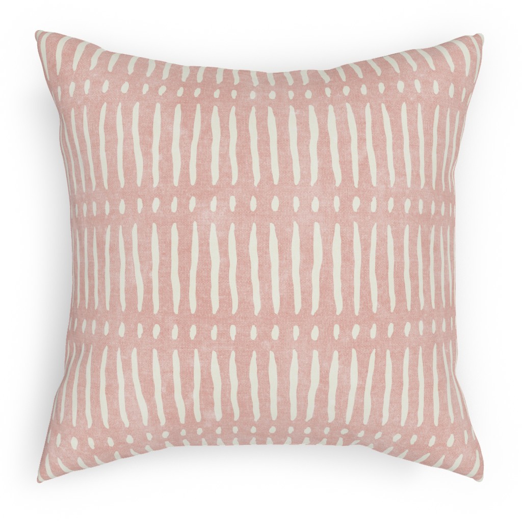 Vertical Dash Stripe Pillow, Woven, Black, 18x18, Single Sided, Pink