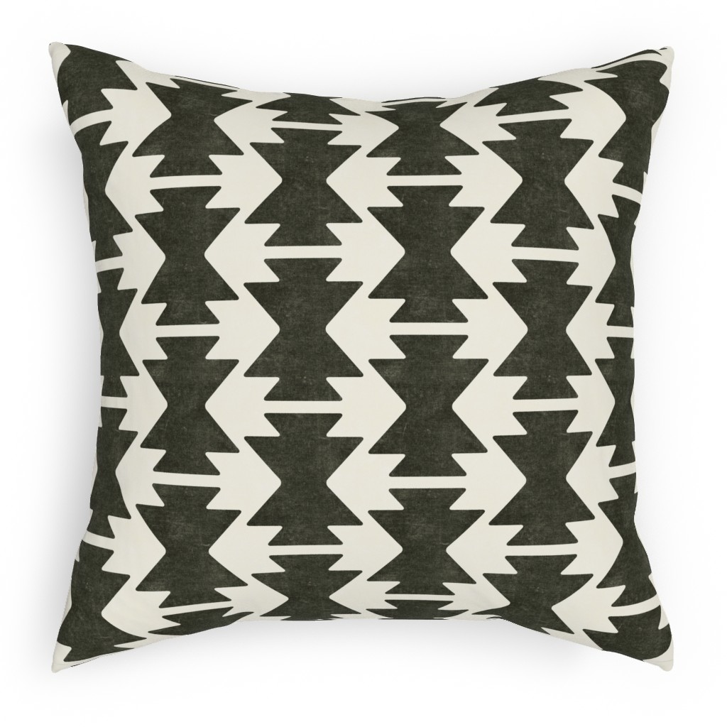 Bohemian Aztec Pillow, Woven, Black, 18x18, Single Sided, Black, Dark Gray