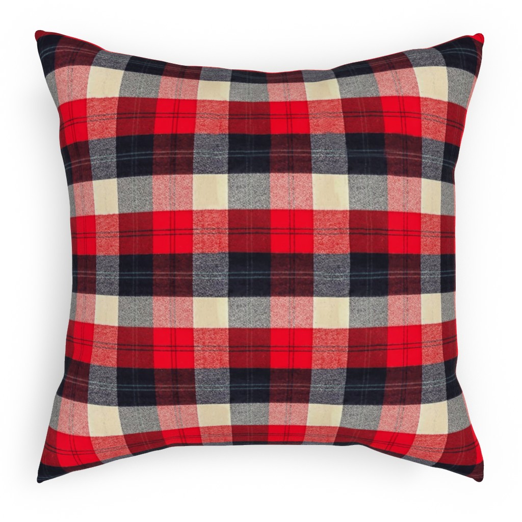 Lumberjack Flannel Buffalo Plaid - Red Pillow, Woven, Black, 18x18, Single Sided, Red