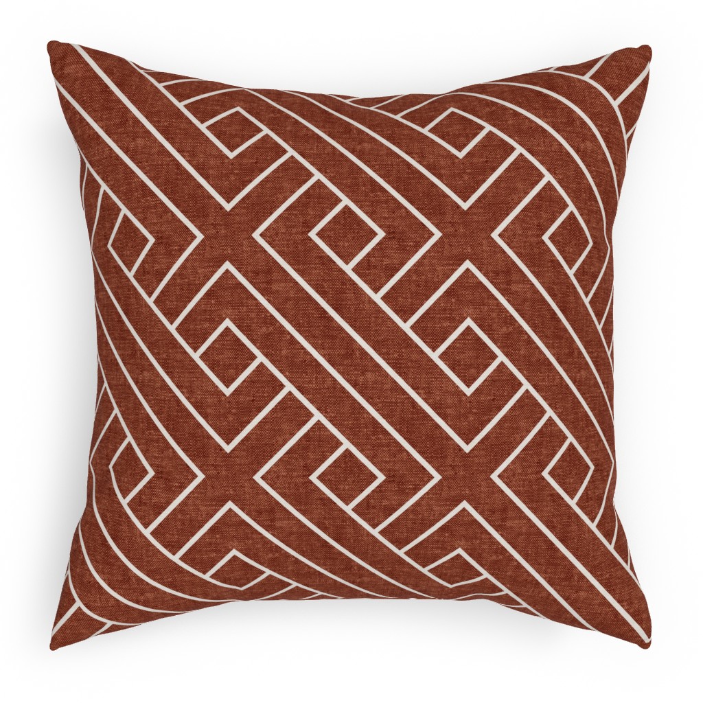 Cadence Geometric Weave - Rust Pillow, Woven, Black, 18x18, Single Sided, Red, Red