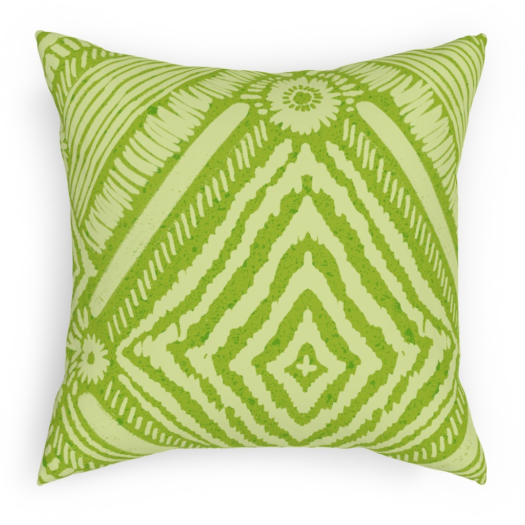 Textural Diamonds - Green Pillow, Woven, Black, 18x18, Single Sided, Green