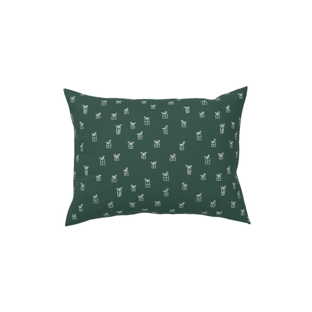 Christmas Presents on Green Pillow, Woven, Black, 12x16, Single Sided, Green