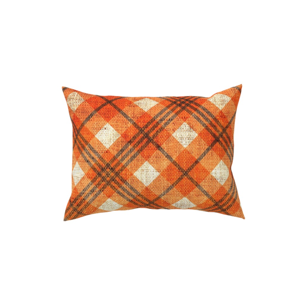 Burlap Plaid - Orange and Grey Pillow, Woven, Black, 12x16, Single Sided, Orange, Orange