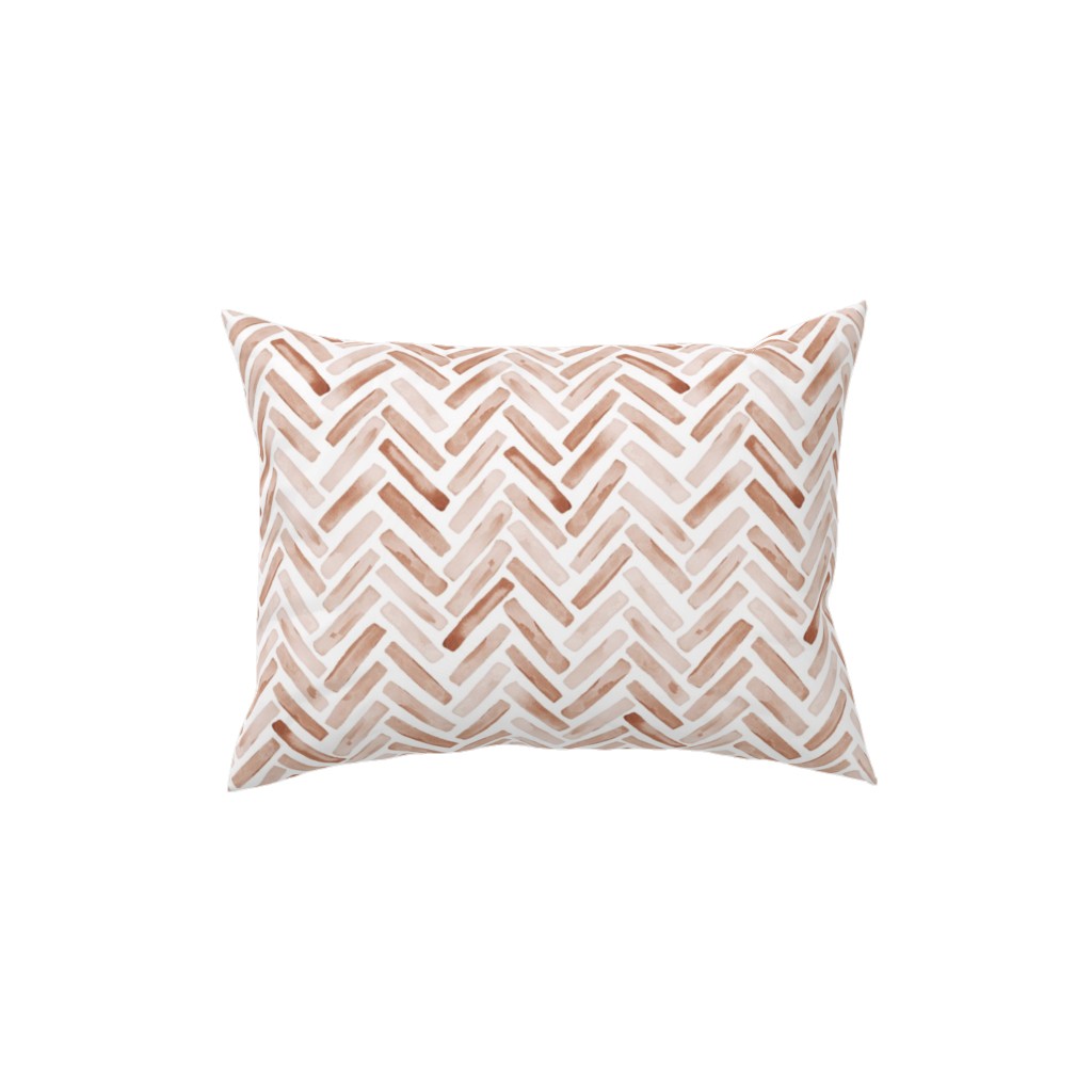Painted Chevron Herringbone Pillow, Woven, Black, 12x16, Single Sided, Brown, Desert Rose