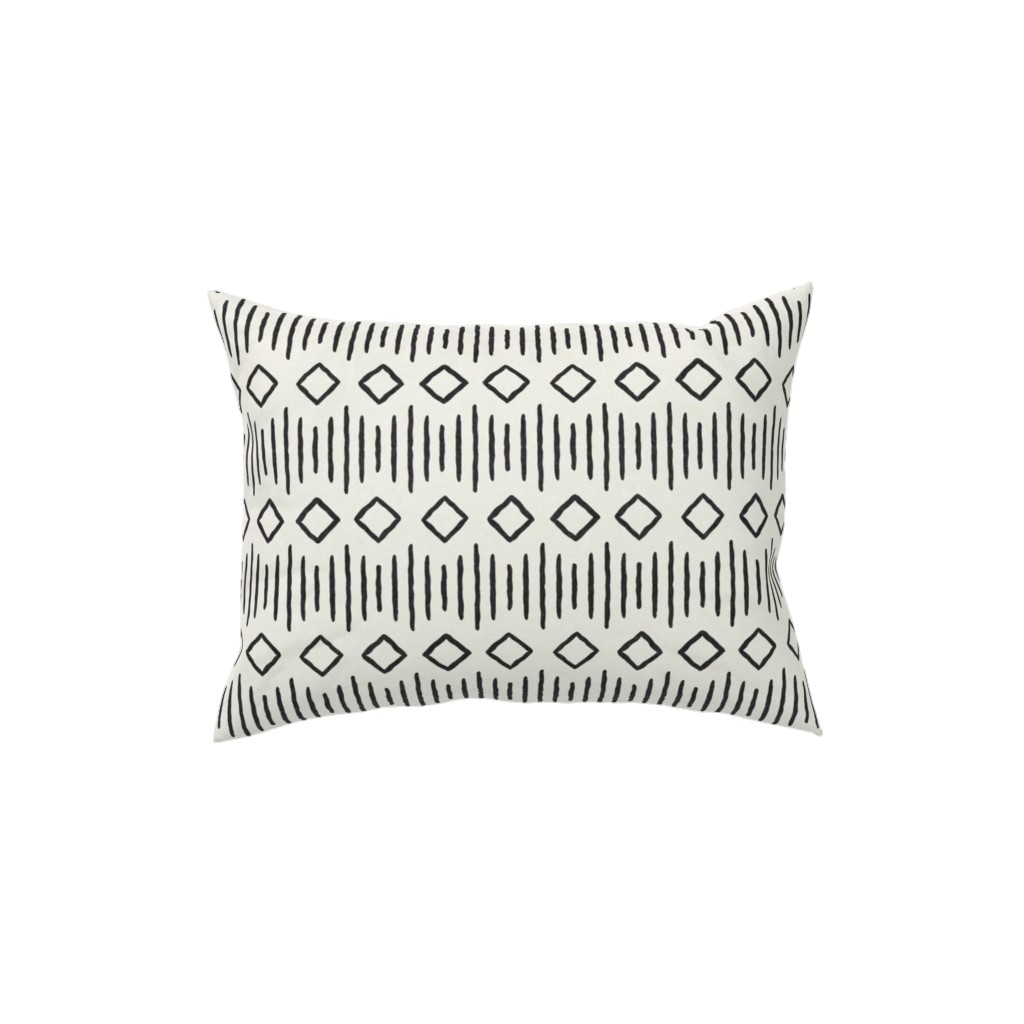 Diamond Fall - Mud Cloth - Onyx on Bone - Mudcloth Farmhouse Tribal - Lad19bs Pillow, Woven, Black, 12x16, Single Sided, Beige