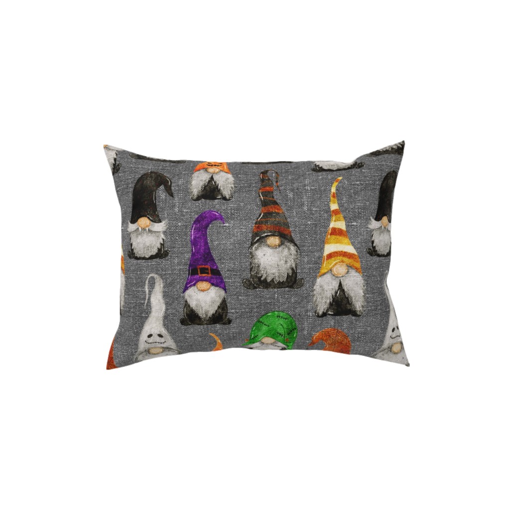 Halloween Gnomes - Grey Pillow, Woven, Black, 12x16, Single Sided, Multicolor